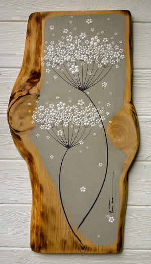 Large Cow Parsley Soft Taupe Live Edge Wood