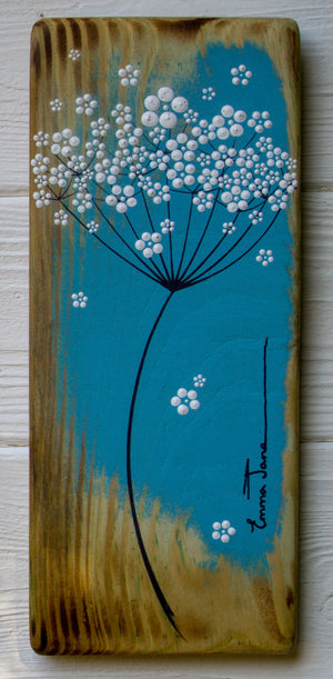 Small Cow Parsley Turquoise Reclaimed Wood