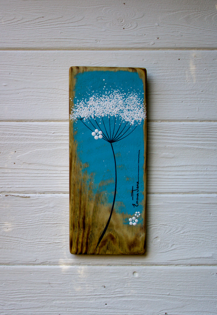 Small Cow Parsley Turquoise Reclaimed Wood