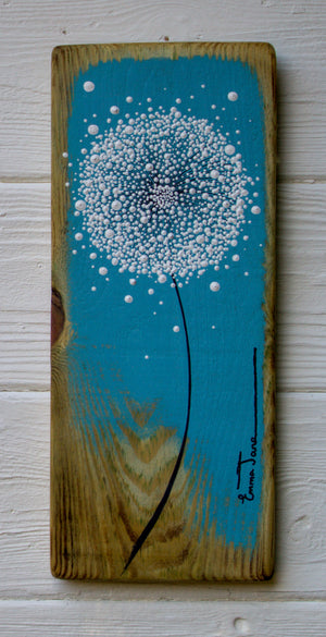 Small Dandelion Turquoise Reclaimed Wood
