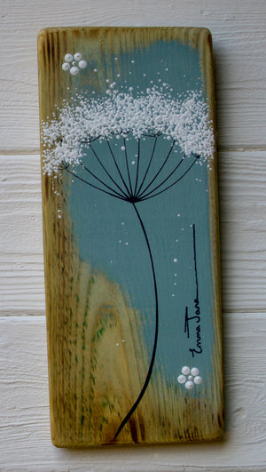 Small Cow Parsley Soft Sea Blue Reclaimed Wood