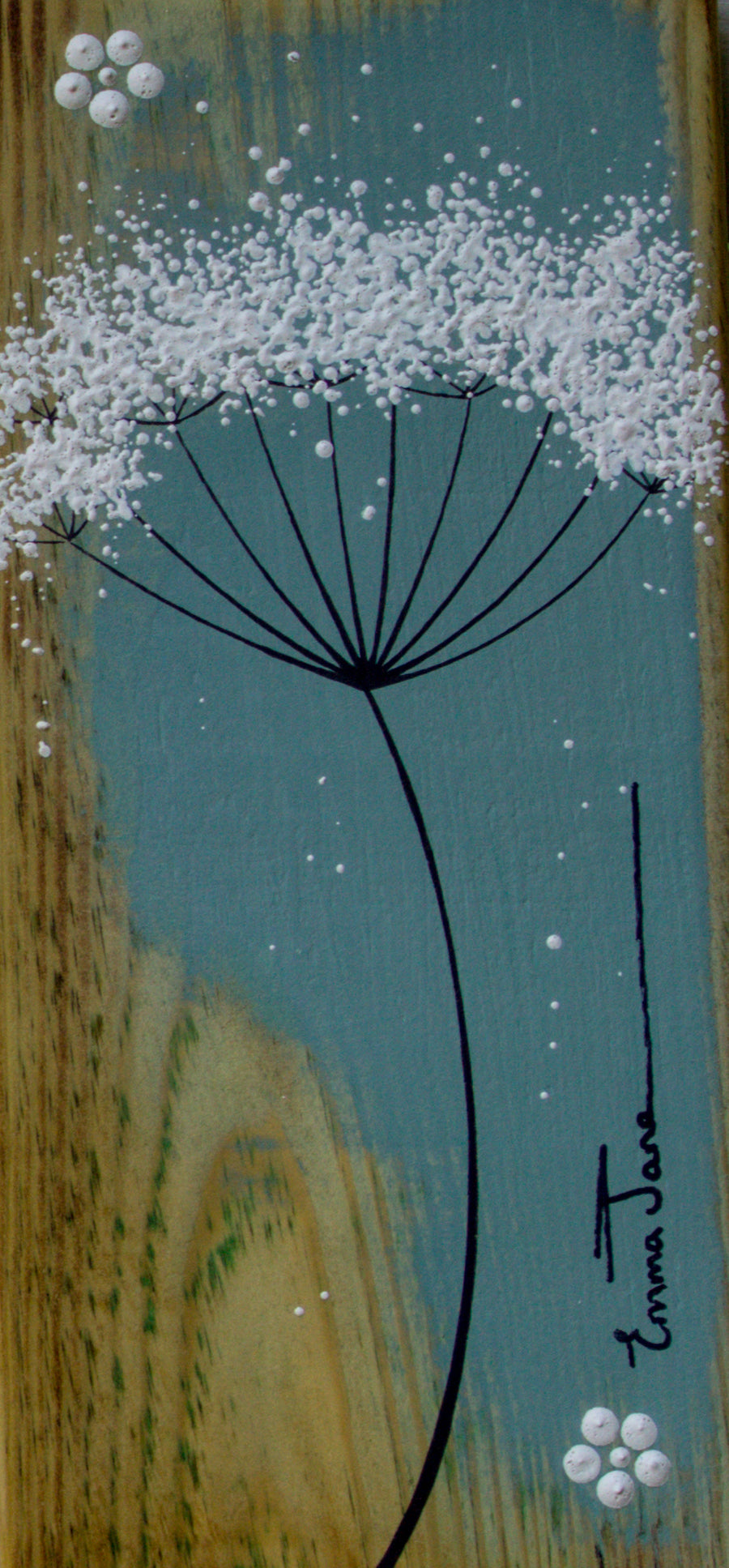 Small Cow Parsley Soft Sea Blue Reclaimed Wood