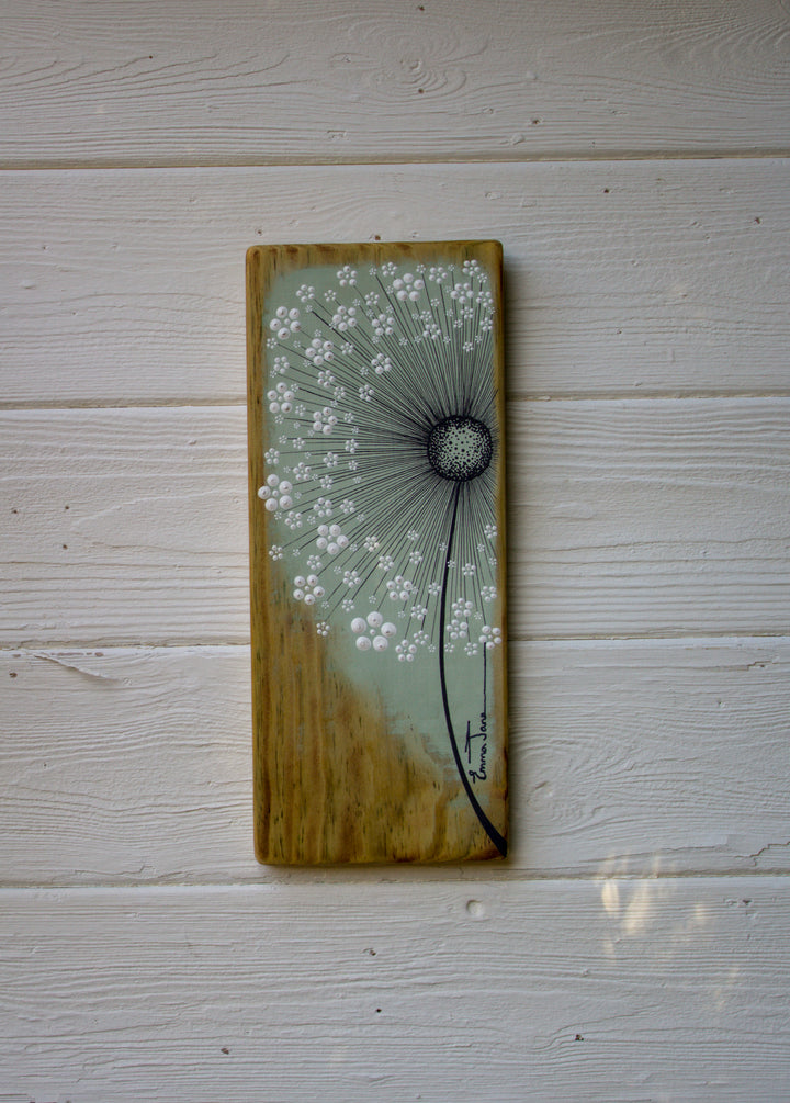 Small Wild Flower Soft Sage Green Reclaimed Wood