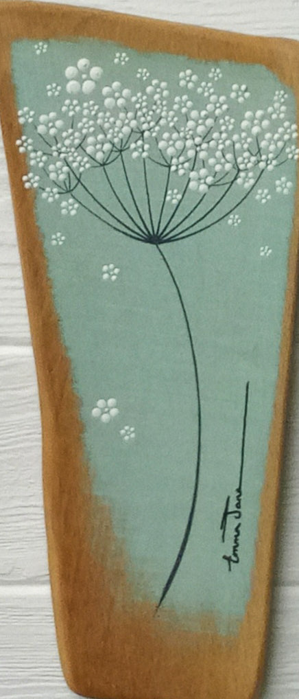 Small Cow Parsley Soft Jade Blue Reclaimed Wood