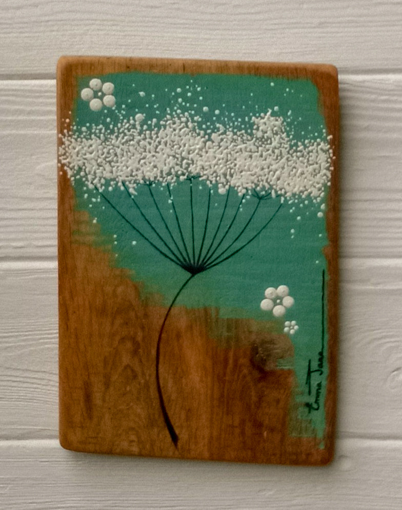 Small Cow Parsley Rich Jade Blue Green Reclaimed Wood