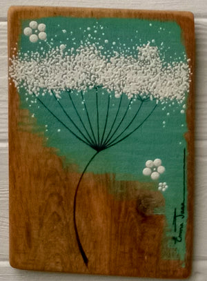 Small Cow Parsley Rich Jade Blue Green Reclaimed Wood
