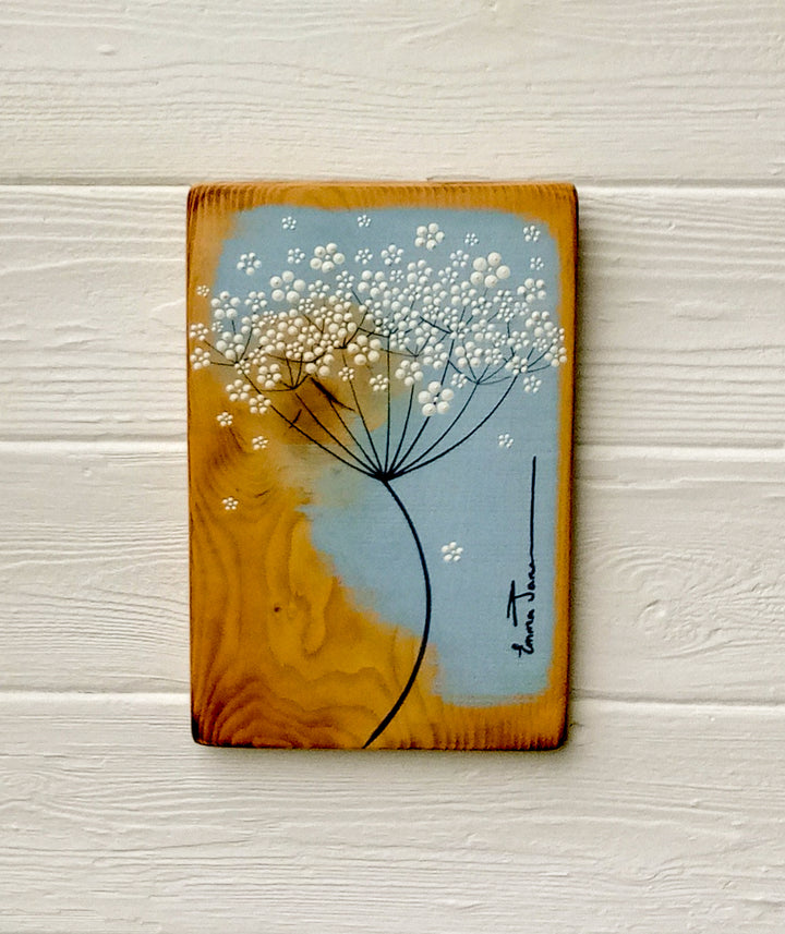 Small Cow Parsley Soft Sky Blue Reclaimed Wood