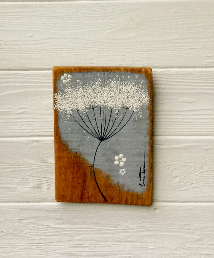 Small Cow Parsley Soft Grey Blue Reclaimed Wood