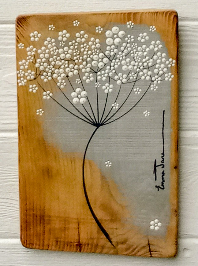 Small Cow Parsley Soft Grey Reclaimed Wood