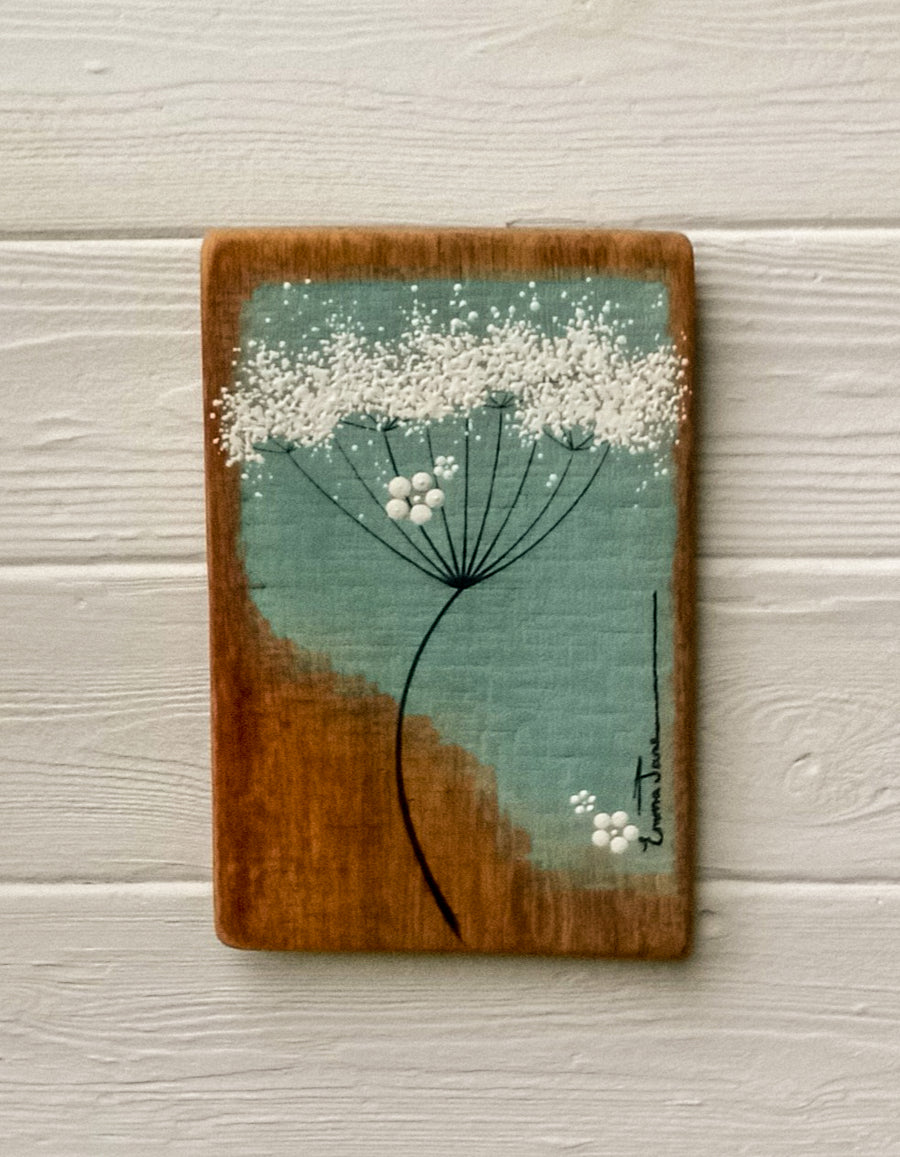 Small Cow Parsley Soft Grey Blue Reclaimed Wood