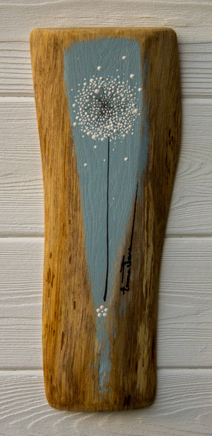 Small Dandelion soft grey blue live edge wood