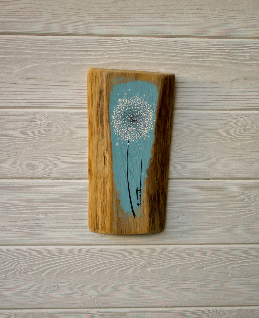 Small Dandelion soft light blue live edge wood