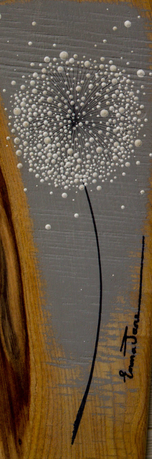 Small Dandelion soft grey live edge wood